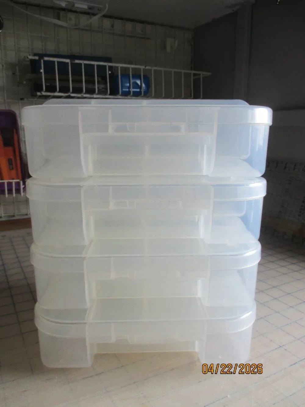 VGT. FILLARY STORAGE BOXES/4/CLEAR PLASTIC/STACKABLE